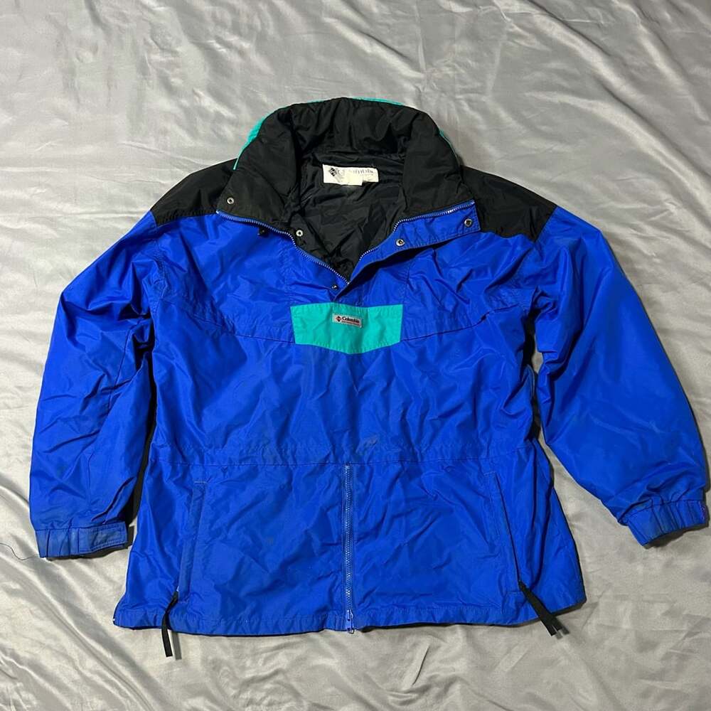 Columbia Colorblock Anorak Jacket Vintage Blue Teal
